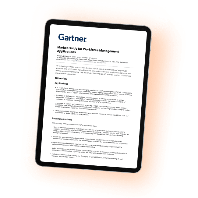 2023 Gartner�® Market Guide for Workforce Management Applications